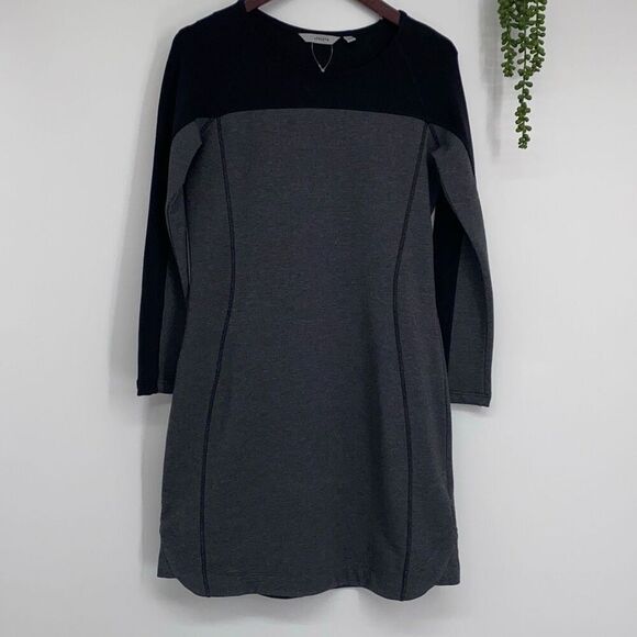 Athleta Dress Size XS Gray‎ Black Color-block OMEGA Long Sleeve Bodycon Knit - Picture 2 of 14